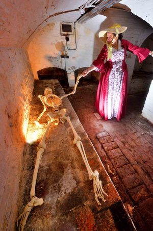 CANNOCK COPYRIGHT EXPRESS AND STAR STEVE LEATH 08/01/2020..With video:  Pic in Lichfield at the home of Erasmus Darwin (now a museum). Pic of Manager: Marie Burbage in the cellar, getting ready for an upcoming cellar tour (they only have a select amount each year). Erasmus used to disect the bodies of humans up inside the house infront of an audience, and it is thought that in this part of the cellar he would of kept the body before disection. They were the bodies of criminals that he would disect..