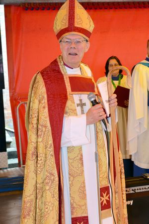 Bishop of Hereford, Richard Frith blessing the May Fair in Ludlow in 2015