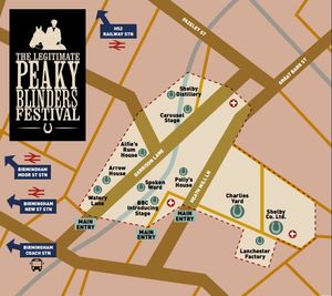 A site map of The Legitimate Peaky Blinders Festival