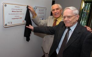 Dennis Turner and Tom Larkin unveil a plaque dedicated to all those whose efforts saved Bilston Town Hall from demolition and had it restored to its former glory in 2009.