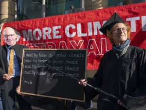 Supporting image for story: Swinney’s former teacher joins environmental protest outside SNP conference