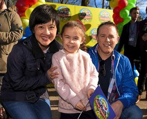 Freya Thursfield meets CBeebies' Chris Jarvis and  Pui Fan Lee