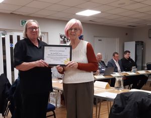 Parish clerk Katrina Baker MBE. left, and Councillor Sheenagh Unwin with the certificate at Hollinswood & Randlay Parish Council. Picture: LDRS