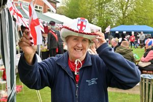 The St George Day Parade in Great Wyrley. Pauline Kelsey from the Committee.