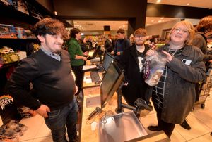 First in the queue were Leigh Morgan and Abigail Cank, from Cross Houses, here served by Kris Townsend