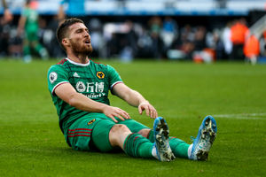 Matt Doherty of Wolverhampton Wanderers reacts. (AMA/Sam Bagnall)