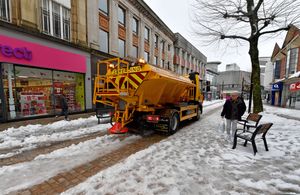 A gritting lorry makes it's way through Dudley Street, Wolverhampton.