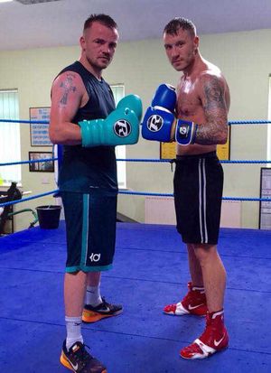 Touching gloves again - Foes turned friends in the training ring between Frankie Gavin (left) and Jason Welborn.