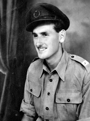 As a young officer in the Royal Welch Fusiliers.