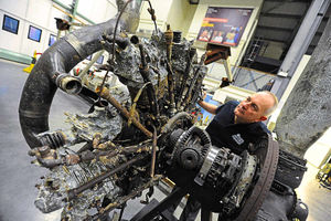 Conservation centre manager Darren Priday with a propeller