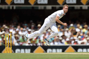 England's Stuart Broad bowls