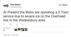 A tweet issued by Midland Metro on Sunday