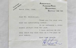 Alex Henshaw's letter to Fred Whitehouse