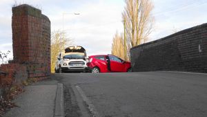 The crash caused serious damage to the bridge. Photo by John Smith