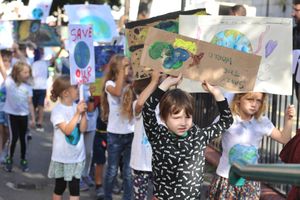 Little climate change protestors at Coleham Primary School
