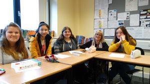 Emma Cooper with the students