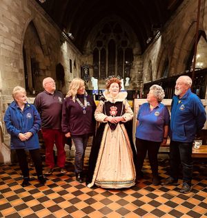 Lesley Smith as Queen Elizabeth I, with Rugeley and District Lions Club. 