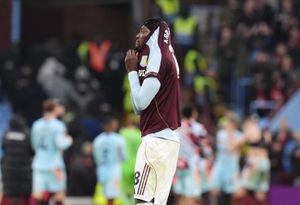 Aston Villa's Tammy Abraham dejected at the final whistle after the Premier League match at Villa Park, Birmingham. Picture date: Sunday February 1, 2026.