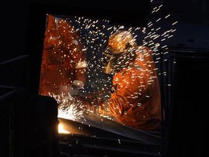British Steel furnace in operation