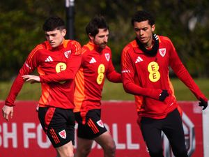 Wales players in training