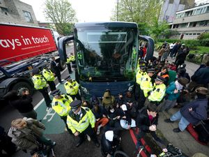 Supporting image for story: Arrests made as protesters block coach taking asylum seekers to Bibby Stockholm