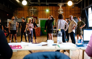 Debbie McGee, Oliver Ormson, Julie Paton, Ian Adams and ensemble. Photo by Graeme Braidwood