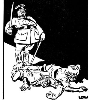 The snapshot of soldiers in the crawling lane was used as inspiration for this cartoon by David Low published in 1919