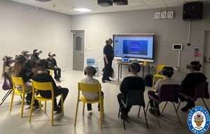 The students were shown different scenarios around knife crime. Photo: West Midlands Police