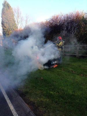 Firefighter tackle the blaze, picture: Wellington Fire Station