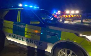 A car collided with a wooden barn. Fire crews from Market Drayton attended the scene. Picture: Market Drayton Fire Station. 