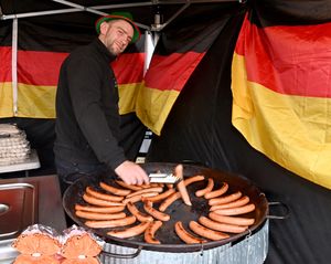 Stuart Ralph in charge of the authentic German sausages - perfect for an Oktoberfest snack.