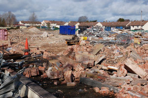 The demolished buildings in March 2014