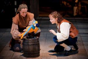 Suzanne Nixon as Captain Flint and Sarah Middleton as Jim