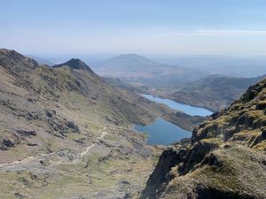 Yr Wyddfa, Snowdonia - looking down towards Glaslyn lake.