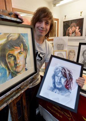 Warren McCabe-Smith, 40, is an artist based at the Art Yard in Cradley Heath who invited artists to all paint/draw a portrait of Patrick Swazye