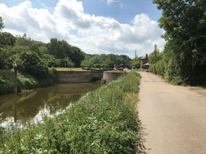 The canal view of the cottage at Holt Heath