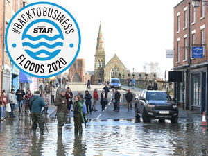 Flooding in Wyle Cop, Shrewsbury, last week