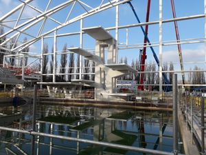 The 12 metre dive tower was completed last month