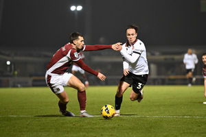 Jake Hollman was stretchered off late on, as Walsall finished the night with 10-men.