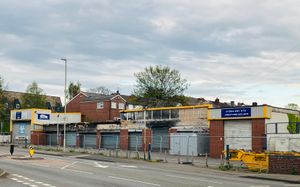 The fire damaged Chemix/Protyre autocentre in Wordsley
