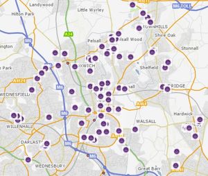 Map of community-led events which Walsall Council has given limited financial support to