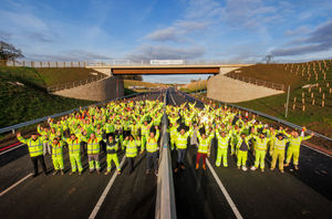 Members of the project team stepped out on the new A road before it opens to the travelling public