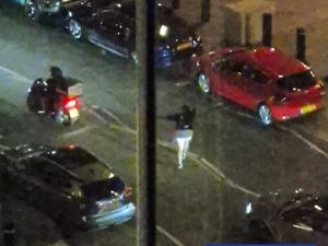 A screen grab of a woman believed to have been injured in a hit and run near Wembley Arena, north London