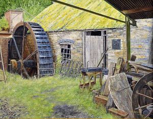 Painting of Churchill Forge Mill in the village of Churchill, near Hagley, Worcestershire