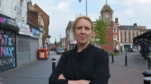 Antonia Bance MP in Wednesbury High Street 
