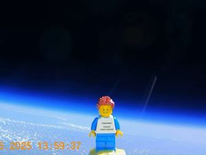 Supporting image for story: Watch: Shropshire school pupils launch Lego man into space - before the tracker sends them a curveball
