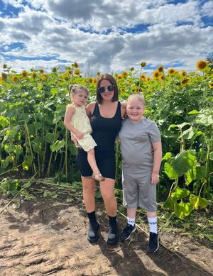 Mum Chelsi, with Leighton and his little sister, Leila Rose, aged 2