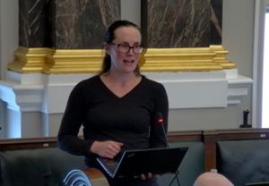 Birmingham Labour councillor Katherine Iroh at the budget meeting on February 24. Taken from council webcast.