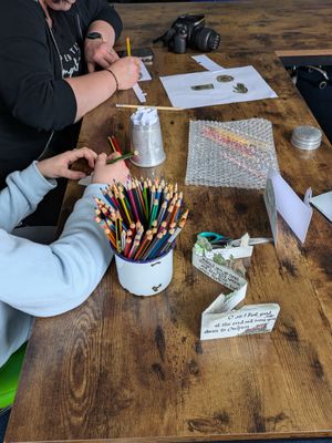 After the walk, the writing and small book-making workshop.