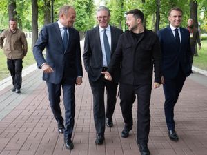 (Left to right) Poland’s Prime Minister Donald Tusk, Prime Minister Sir Keir Starmer, Ukrainian President Volodymyr Zelensky and French President Emmanuel Macron